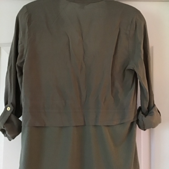 G by guess olive army green button up blouse or over a tank top light weight. - Picture 5 of 5